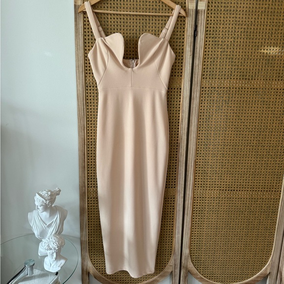 U-NECKLINE MAXI DRESS BEIGE - Picture 8 of 16